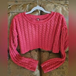 NWOT Free People cable knit crop sweater  pink/rose